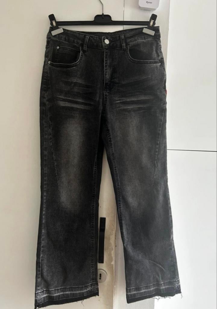 Shein Flared Jeans Heren - Acid Wash Zwart/Antraciet, Kleding | Heren, Ophalen of Verzenden, Zo goed als nieuw, Zwart, Overige jeansmaten