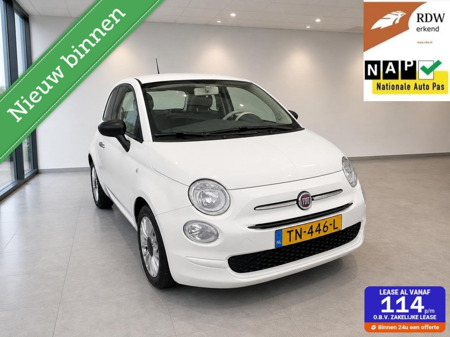 Fiat 500 0.9 TwinAir Turbo 2018 133(NAP) LED/Airco /Cruise/D, Voorwielaandrijving, Dealer onderhouden, Gebruikt, Origineel Nederlands