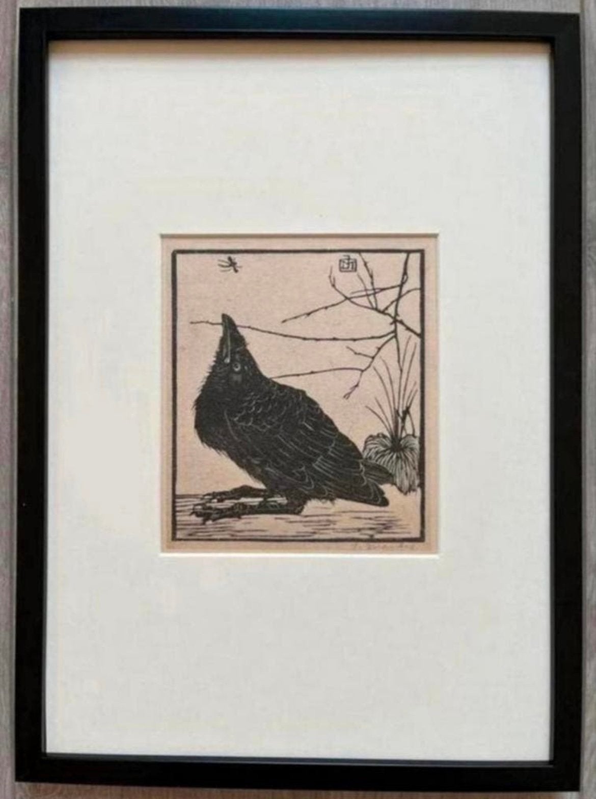 Jan Mankes 1889-1920 / Kleine Kraai omhoog kijkend 1923, Antiek en Kunst, Gesigneerd, 23 cm, Ophalen of Verzenden, Gravure