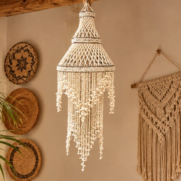 bali stijl lamp pagode, Huis en Inrichting, Beige, Nieuw, Ophalen of Verzenden, Natuurlijk materiaal