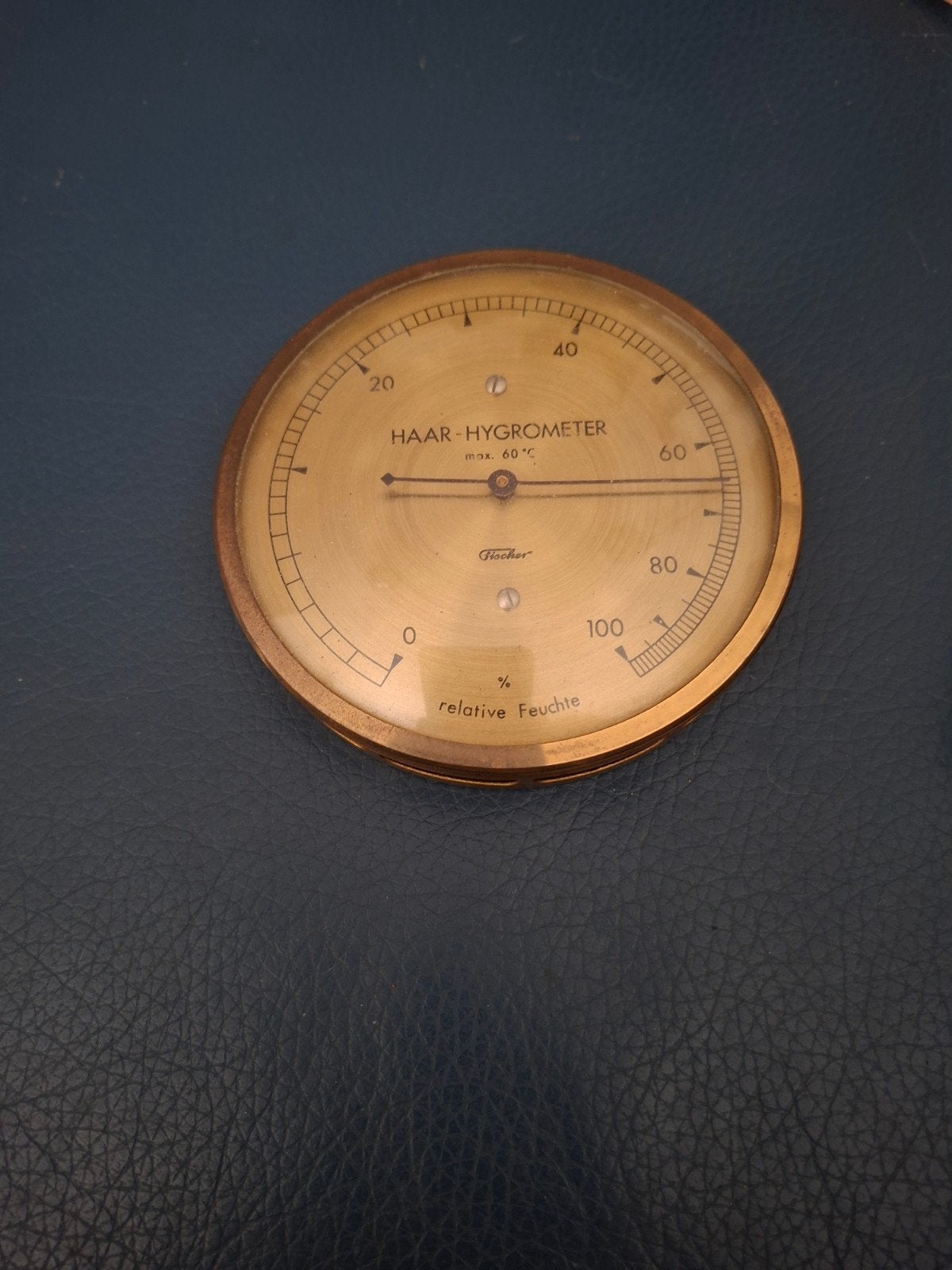 Fischer Haar-Hygrometer - Vintage Luchtvochtigheidsmeter, Ophalen of Verzenden, Gebruikt, Weerstation