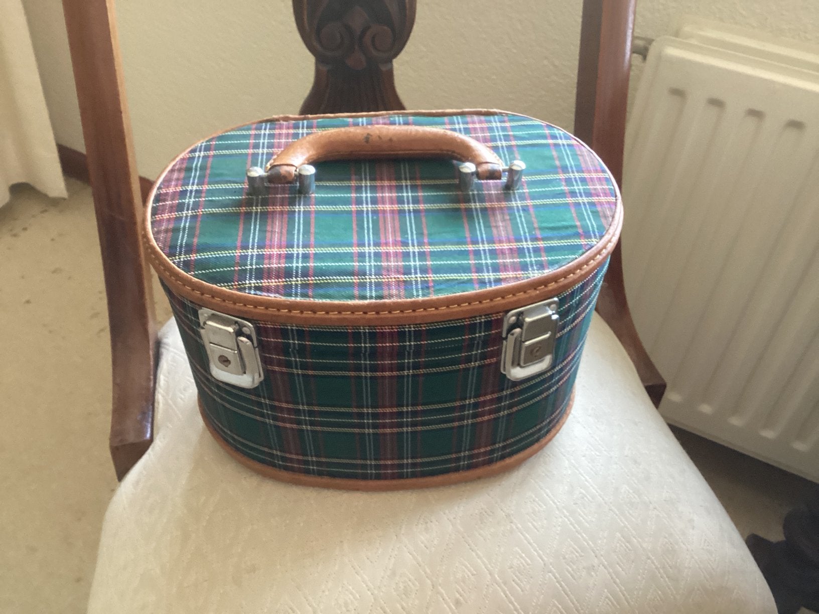 Beautycase schotse ruit / hoog 18x27x17 cm, Ophalen of Verzenden, Zo goed als nieuw