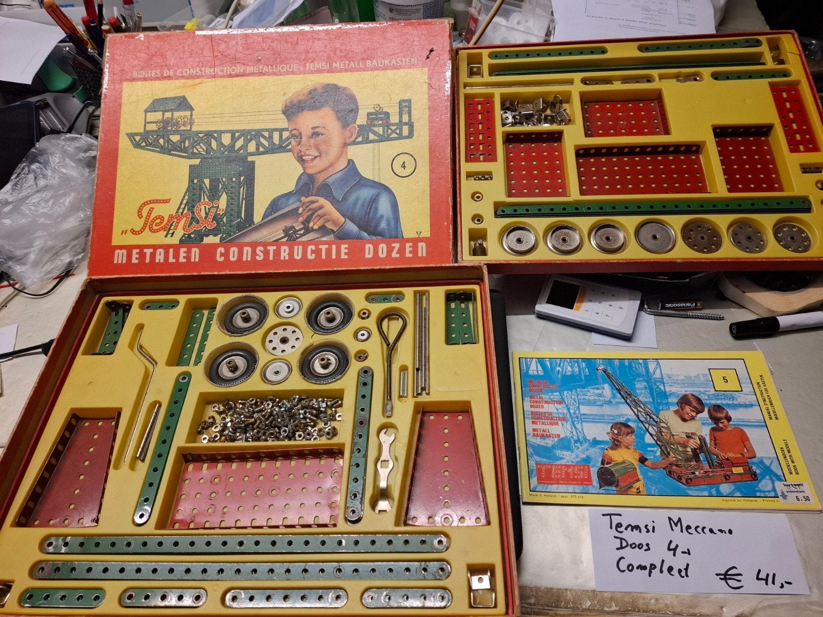 Vintage Temsi Meccano Bouwdoos 4 en 4a  Compleet, Ophalen of Verzenden, Gebruikt, Overige merken