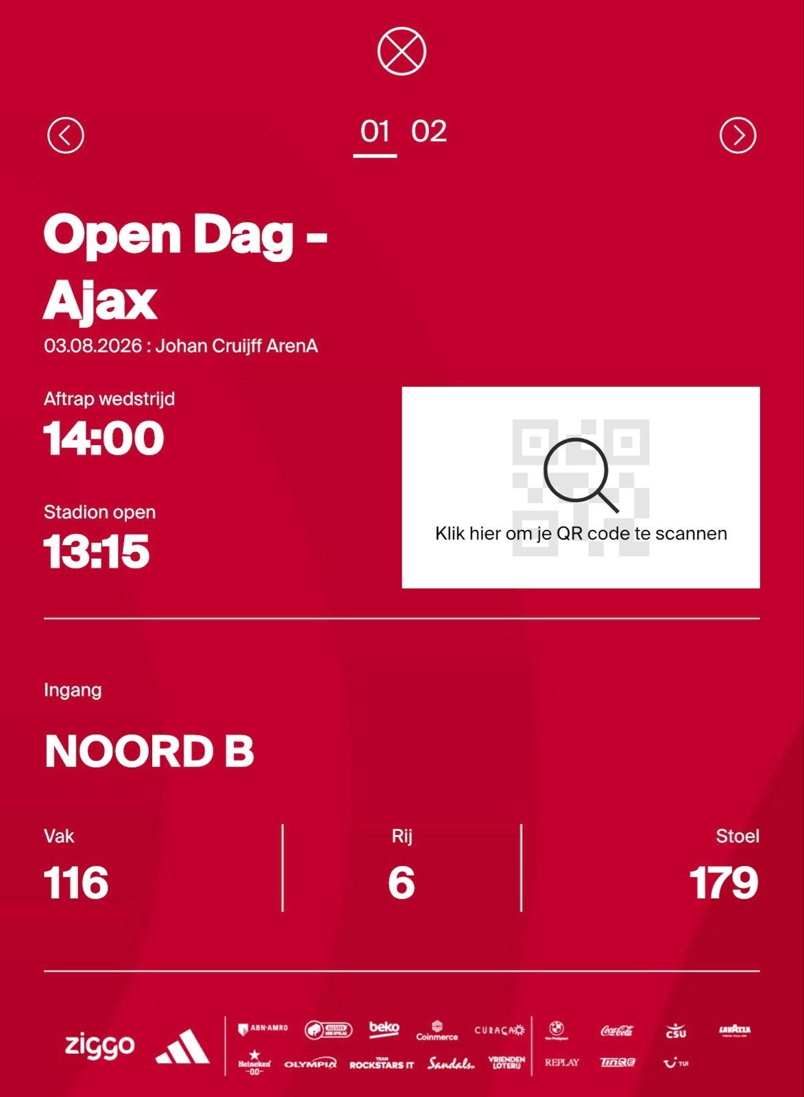 Ajax - open dag, Tickets en Kaartjes, Eén persoon, Augustus