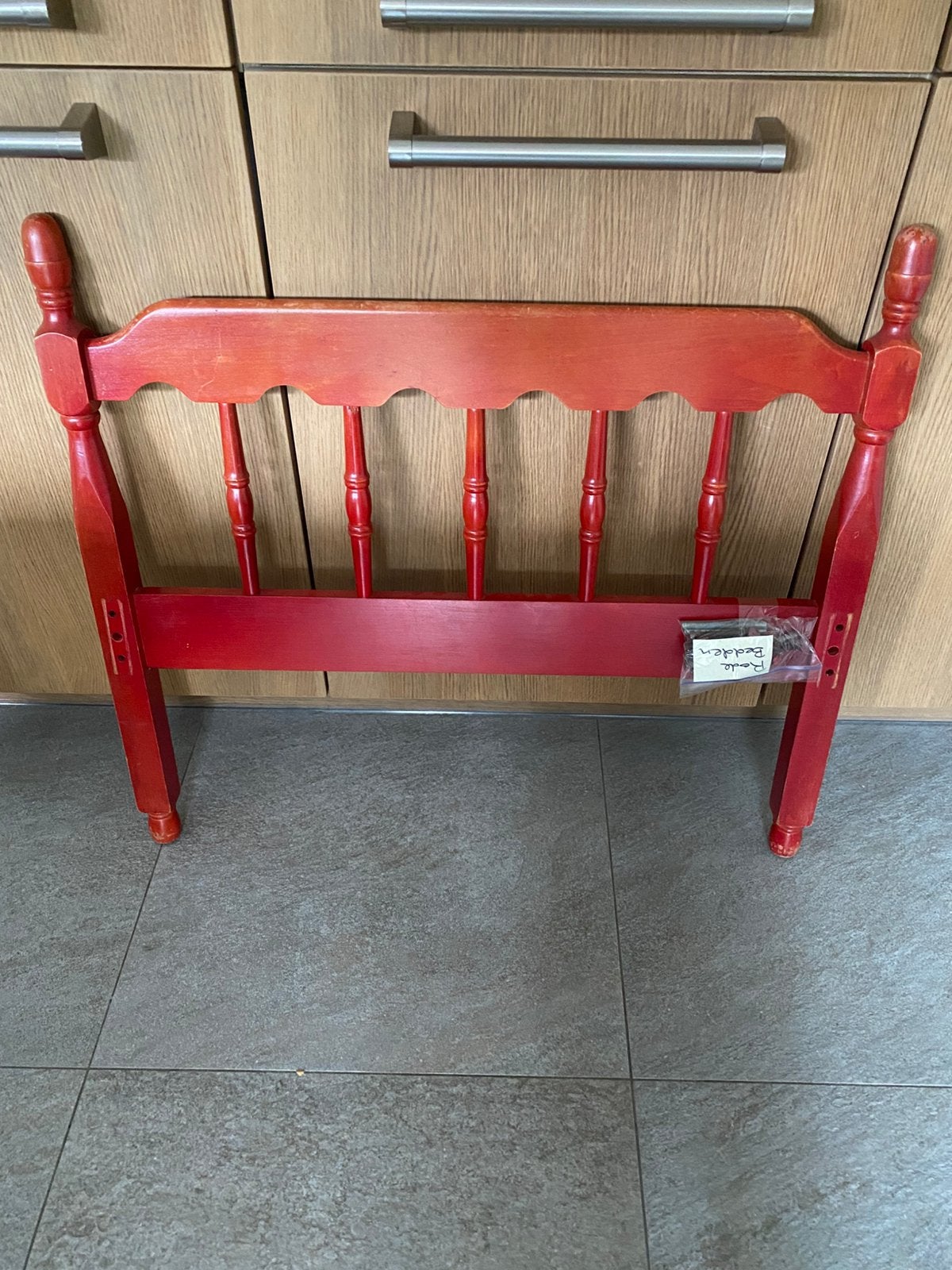 Vintage houten eenpersoons bed, Ophalen, Gebruikt, Eenpersoons, 190 cm of minder