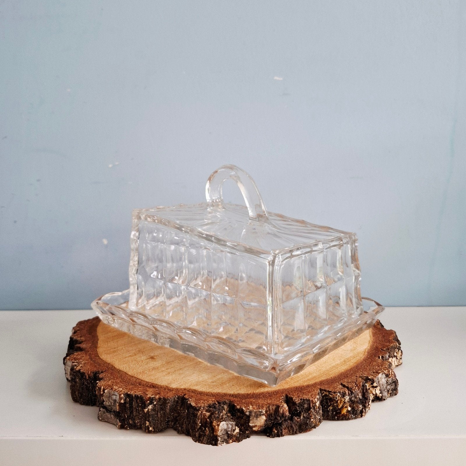 Royal Leerdam, vintage glazen kaasstolp, Antiek en Kunst, Antiek | Glas en Kristal, Ophalen of Verzenden