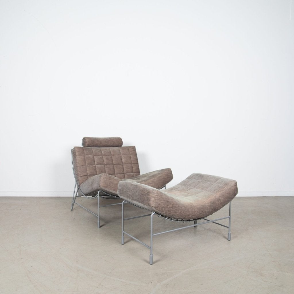 Leolux Volare Fauteuil Taupe Stof + Hocker, Niet ingevuld, Zo goed als nieuw, Niet ingevuld, Niet ingevuld