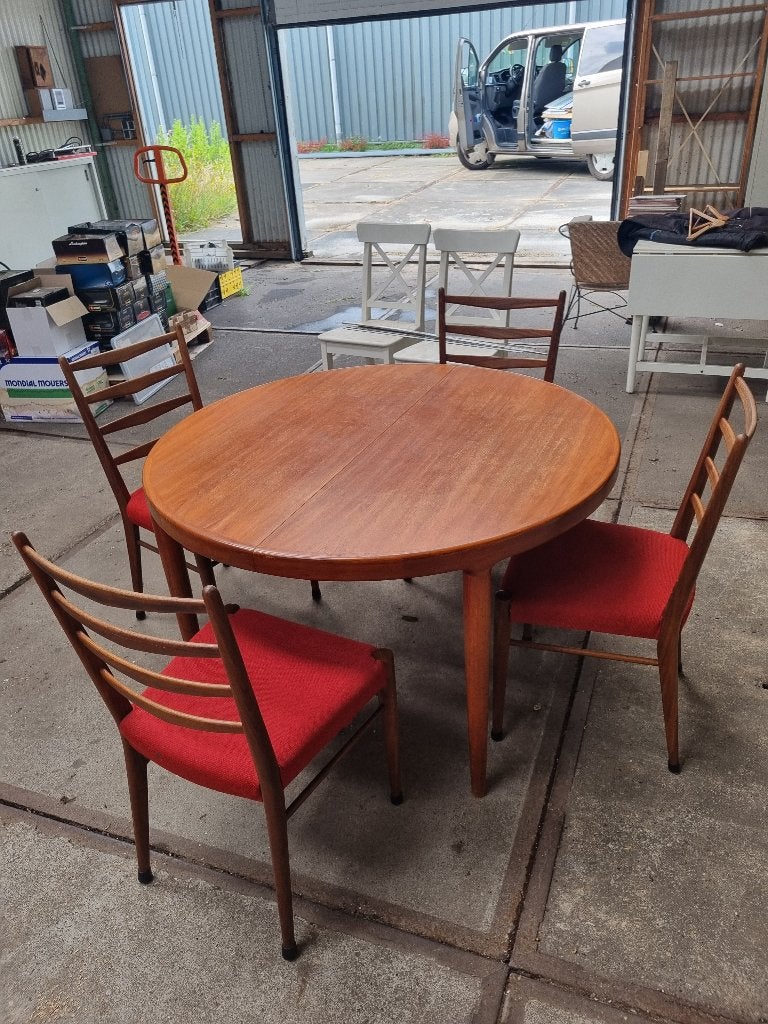Mid century eettafel met stoelen, Ophalen, Gebruikt, Vier, Jaren 60 mid century