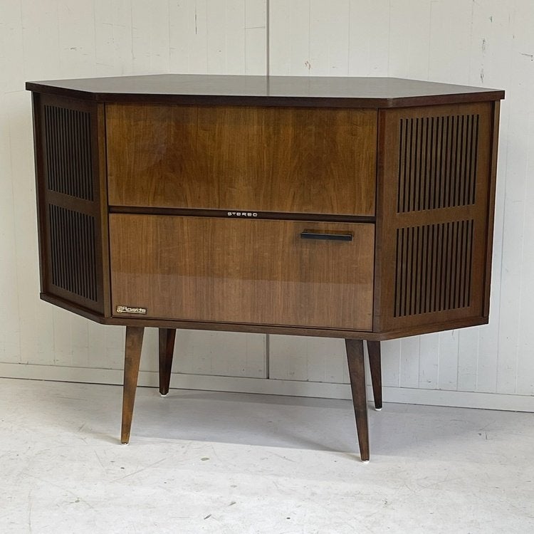 Vintage radiomeubel audiomeubel mid-century kast met boekje, Ophalen