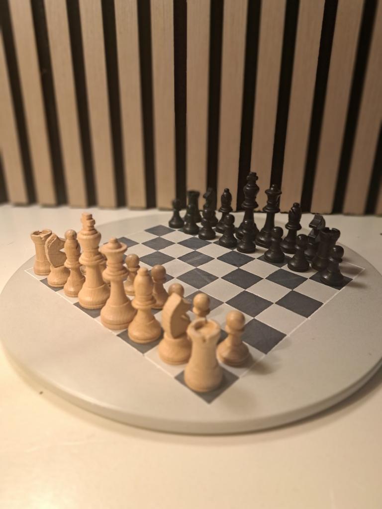 Steen en houten schaakset  - schaakspel, Ophalen of Verzenden, Rond, Hout