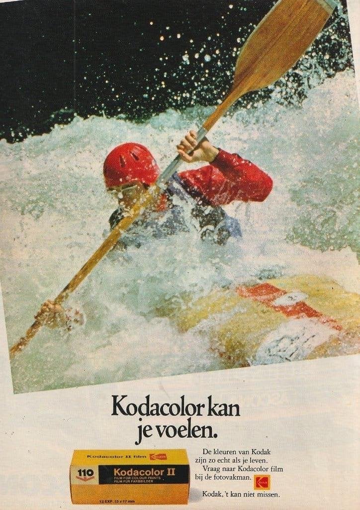 retro reclame 1980 Kodak film de kano roeier sport, Verzenden, Overige typen