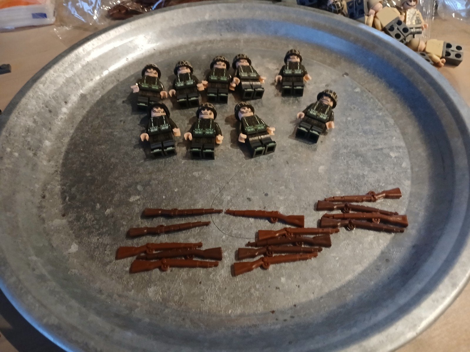 9 Amerikaanse WO2 Minifiguren met Wapens (Namaak), Ophalen of Verzenden, Gebruikt