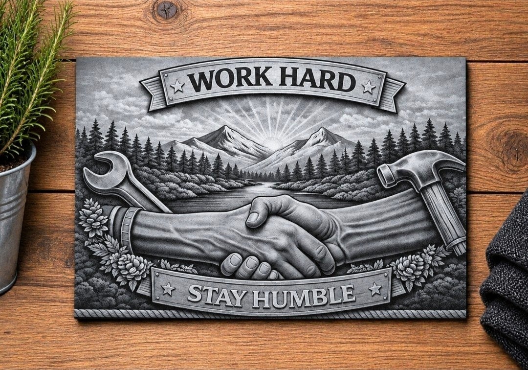Work Hard Stay Humble wandbord 30x20 cm –, Eigen ontwerp, 30 cm, Top Wood Design, Wandbord of Wandpaneel