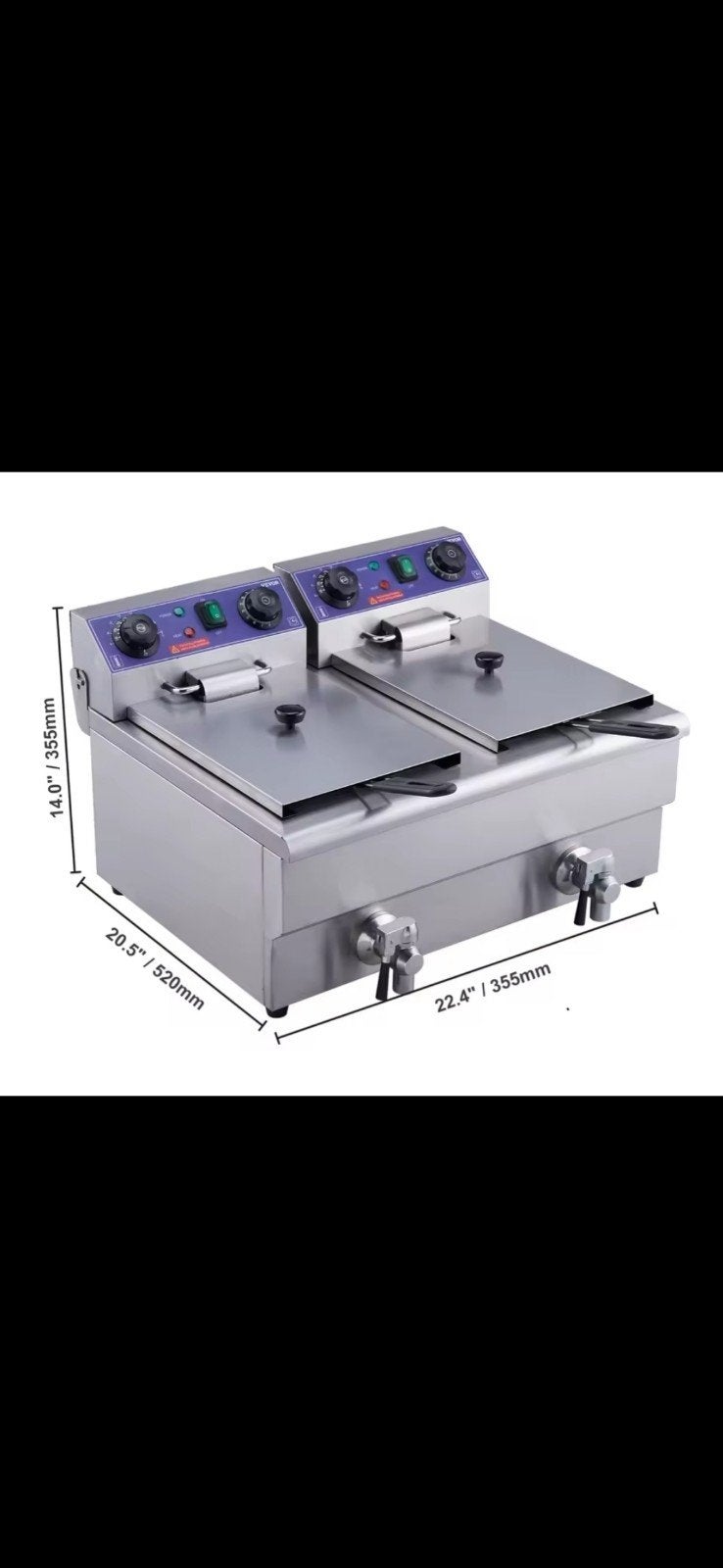 Professionele dubbele frituurpan - RVS, 4 liter of meer, Verzenden, Nieuw, Duo-friteuse
