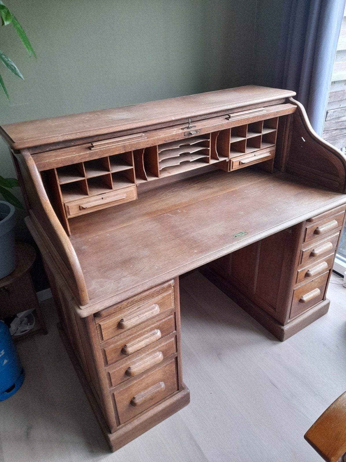 Antiek Eiken Rolbureau - Vintage Bureau met Rolluik, Ophalen