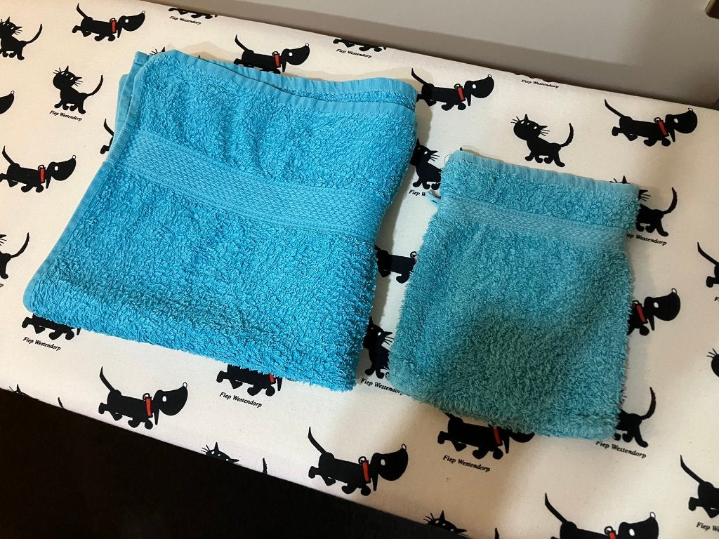 Set handdoek + washandje, Gebruikt, Blauw, Overige merken, Handdoek