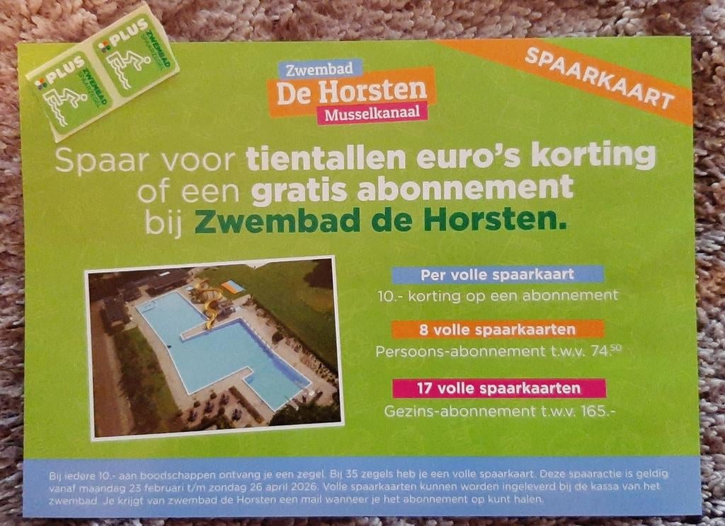 Plus Musselkanaal, 2 zwembad de Horsten zegels., Plus, Ophalen of Verzenden