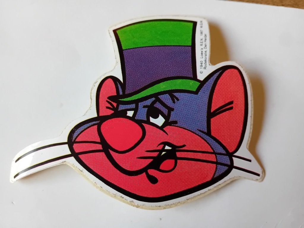 Sticker Dick Dastardly uit Wacky Races 11x9,5cm 1967, Ophalen of Verzenden, Zo goed als nieuw, Bedrijf of Vereniging