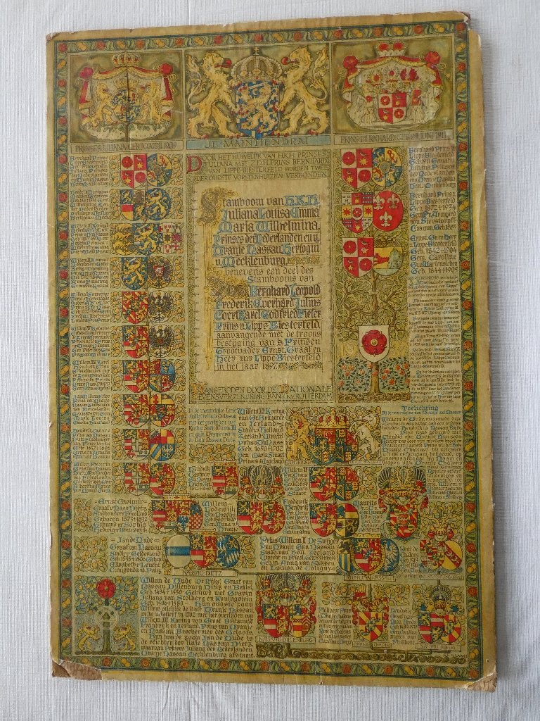 stamboom van koningin Juliana en prins Bernard, Ophalen, Gebruikt, Nederland, Kaart, Foto of Prent