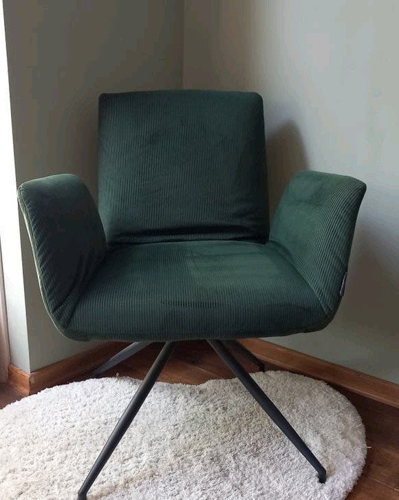 Lanterfant Fauteuil Ribstof Groen, Ophalen, Zo goed als nieuw, Stof, Groene fauteuil