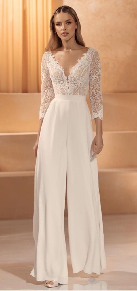 Trouwjumpsuit jumpsuit bruid bruidsjumpsuit bruidspak, Kleding | Dames, Trouwkleding en Trouwaccessoires, Ophalen of Verzenden