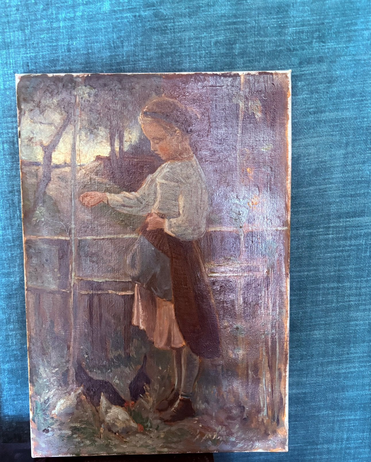Origineel vintage olieverf schilderijtje, Ophalen of Verzenden