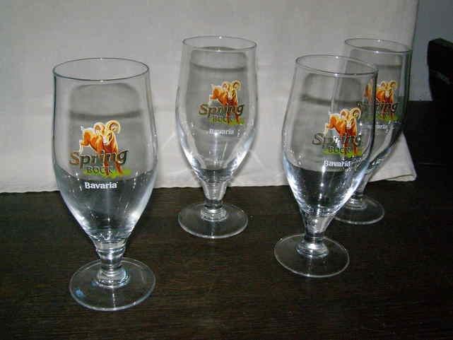 Vier springbok bierglazen, Verzamelen, Glas en Borrelglaasjes, Ophalen of Verzenden, Zo goed als nieuw, Bierglas