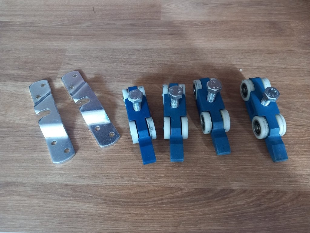 Complete schuifdeurrailsysteem set 400 cm, Ophalen, Gebruikt, Overige materialen, Schuif of Grendel