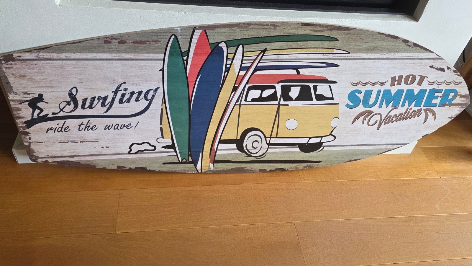 Decoratie Surfboard - Op te hangen of neer te zetten, Ophalen, Hout, Gebruikt, Meerkleurig