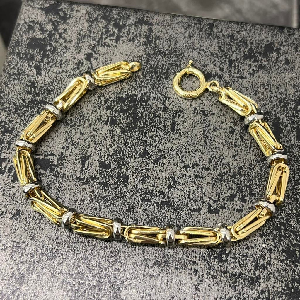 14 karaat gouden armband koningsschakel italy, Ophalen of Verzenden, Zo goed als nieuw, Goud
