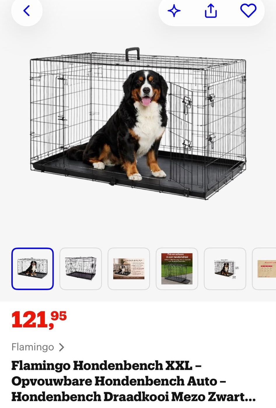 Dog Crate XXL Hondenbench 124 x 76 x 83 cm, Ophalen, Zo goed als nieuw