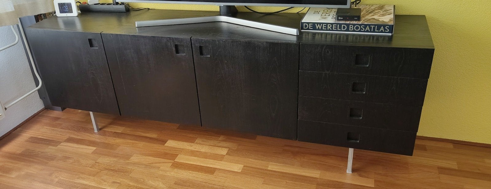 Oude Pastoe kast, ca. 2 meter breed. Alleen afhalen, Gebruikt, Vintage, Mid-century modern, Ophalen of Verzenden, 200 cm of meer