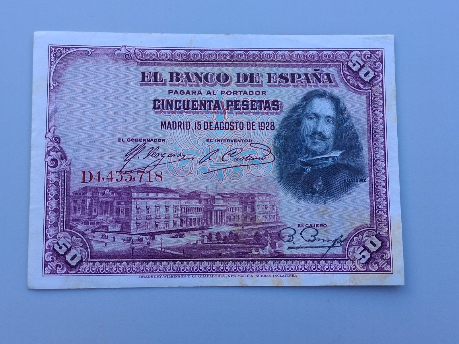 Prachtig Banco de España 50 Pesetas biljet 1928 - Ongevouwen, Ophalen of Verzenden, Los biljet