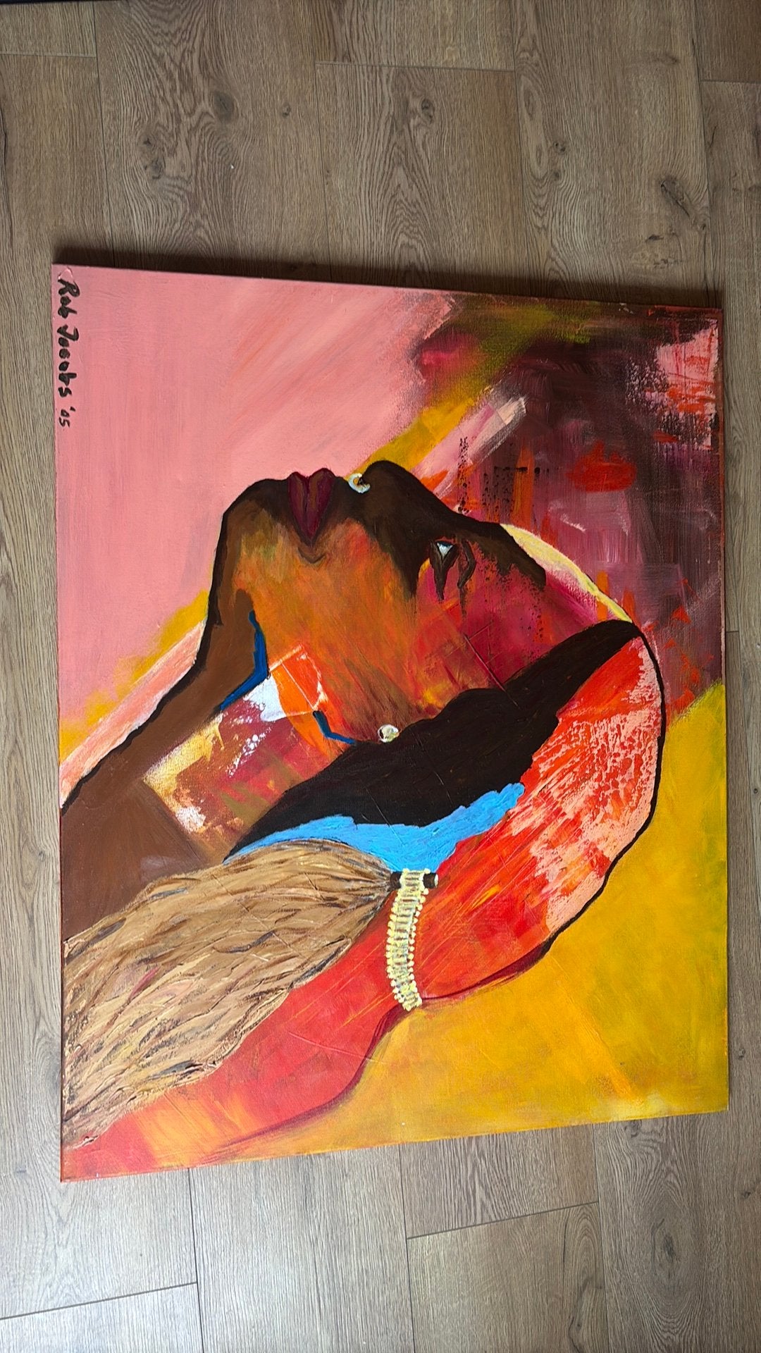 Kleurrijk Modern Schilderij 'Portret' – Rob Jacobs '05, Ophalen of Verzenden