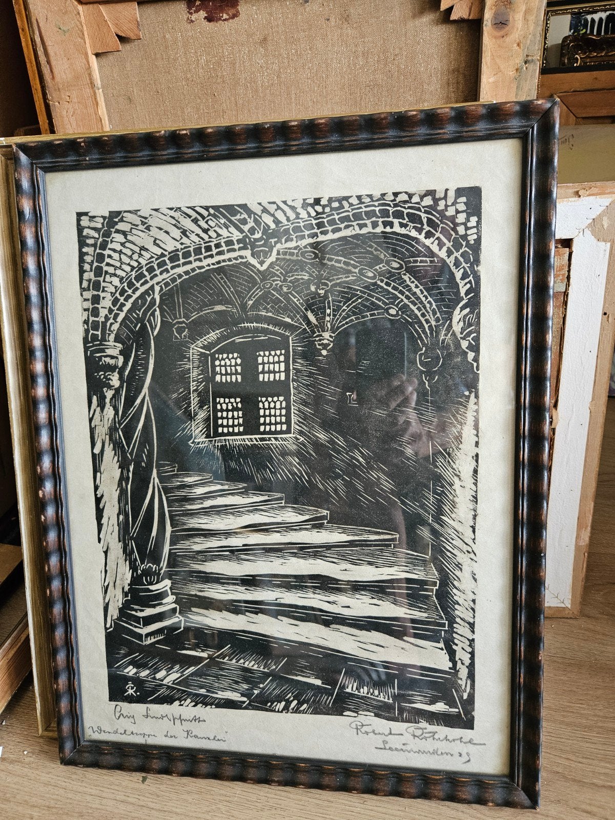 3 Friese houtsnede op papier van Leeuwarden 1928/1929., Antiek en Kunst, Kunst | Tekeningen en Foto's, Verzenden, Ets, Overige technieken