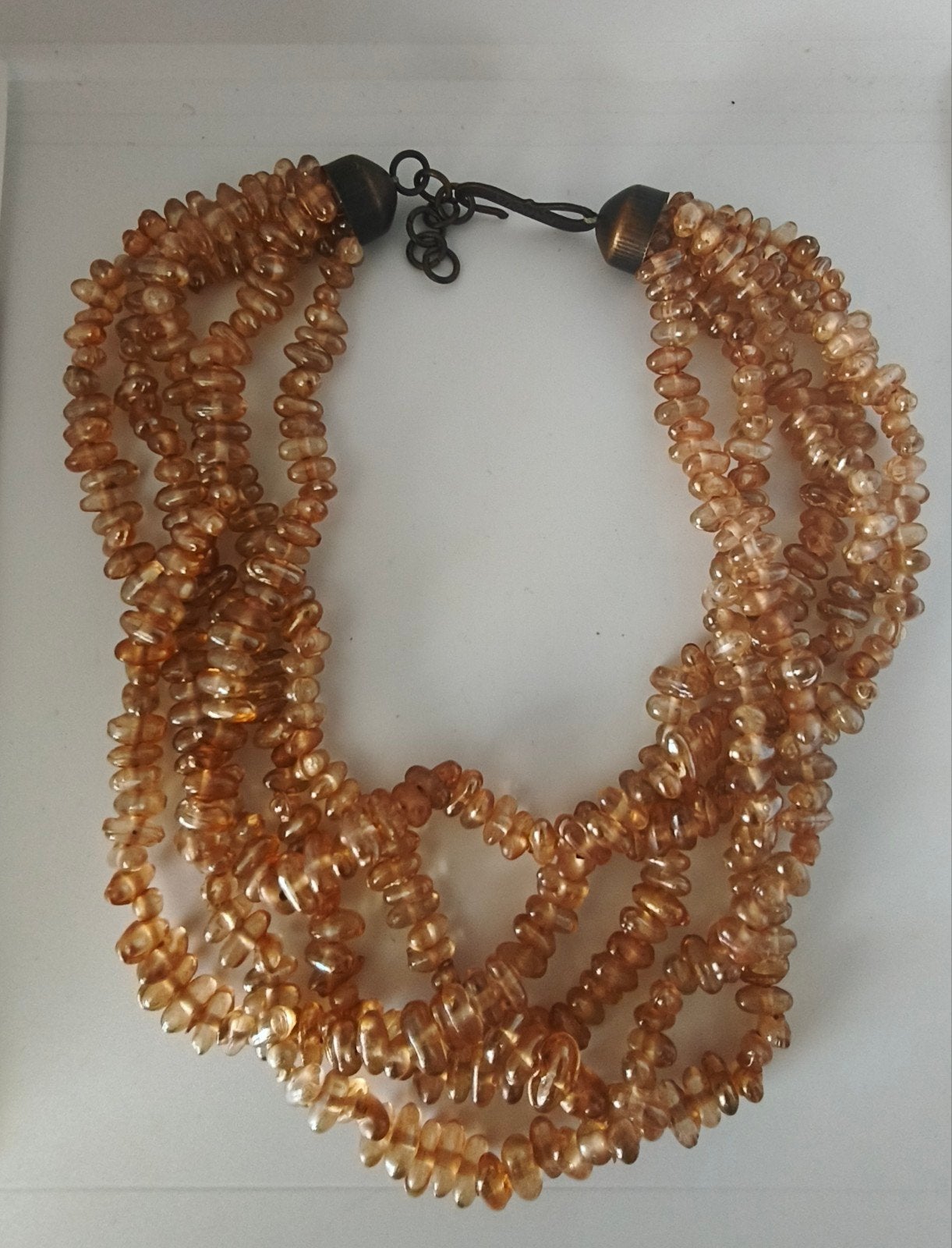 Vintage Manouk 5-strengen glaskralen ketting - 48cm, Sieraden, Tassen en Uiterlijk, Kettingen, Ophalen of Verzenden, Gebruikt