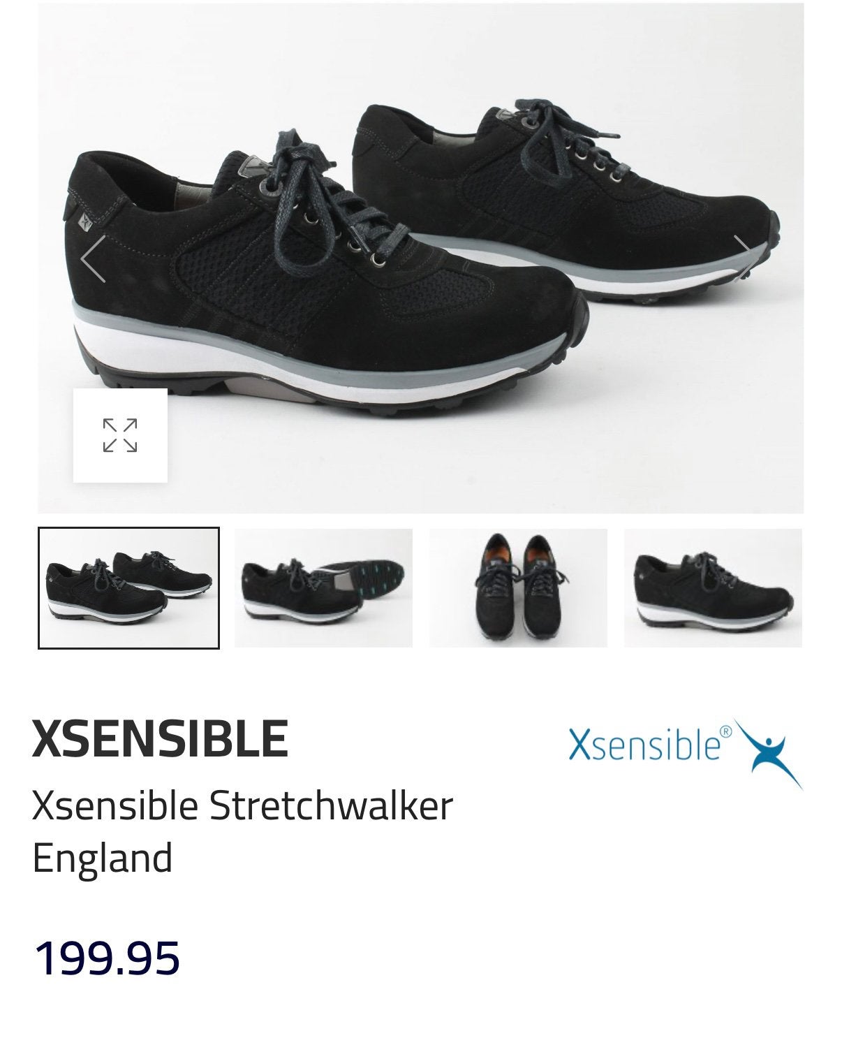 Xsensible Stretchwalker England schoenen zwart mt 39, Ophalen of Verzenden, Zo goed als nieuw, Zwart, Sneakers of Gympen