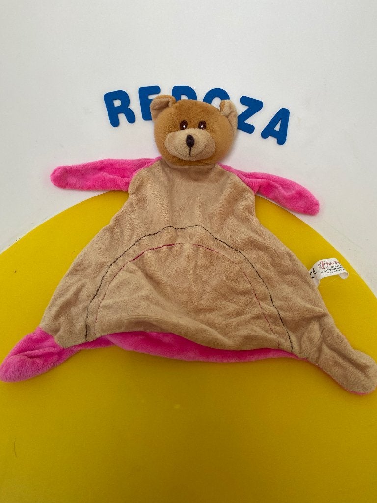 K1610 Toi-toys doekje beer roze korte armen, Kinderen en Baby's, Speelgoed | Knuffels en Pluche, Zo goed als nieuw, Overige typen
