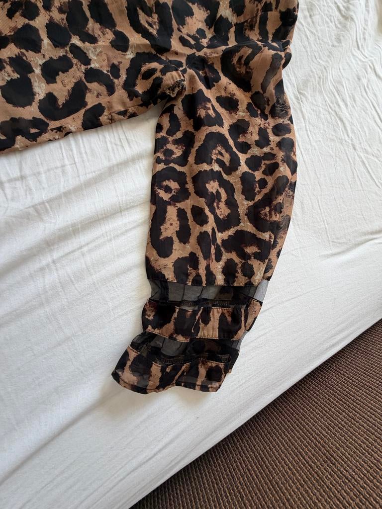 Tijgerprint Blouse met Trompetmouwen - Maat XL, Ophalen of Verzenden, Zo goed als nieuw, Maat 46/48 (XL) of groter, Bruin
