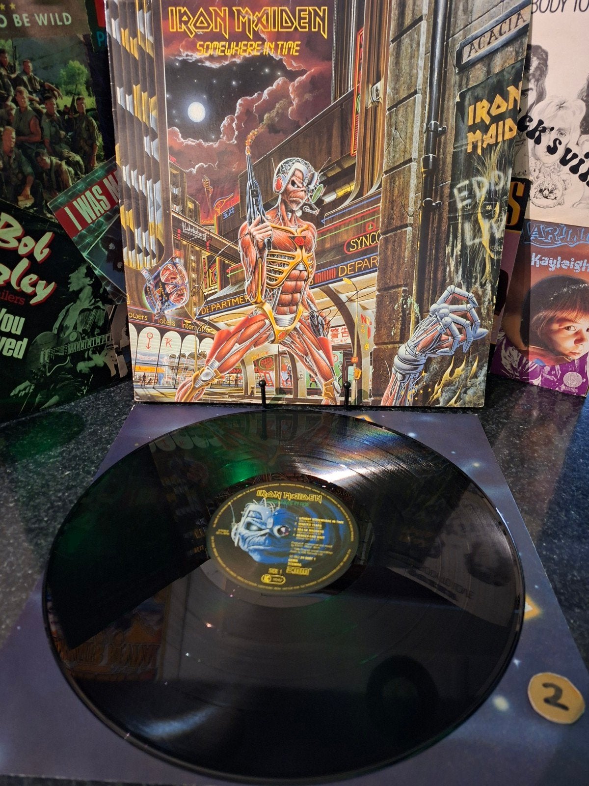 Iron Maiden - Somewhere in Time LP (1986)  2, Beschermende buitenhoes, Ophalen of Verzenden, Gebruikt, Hardrock