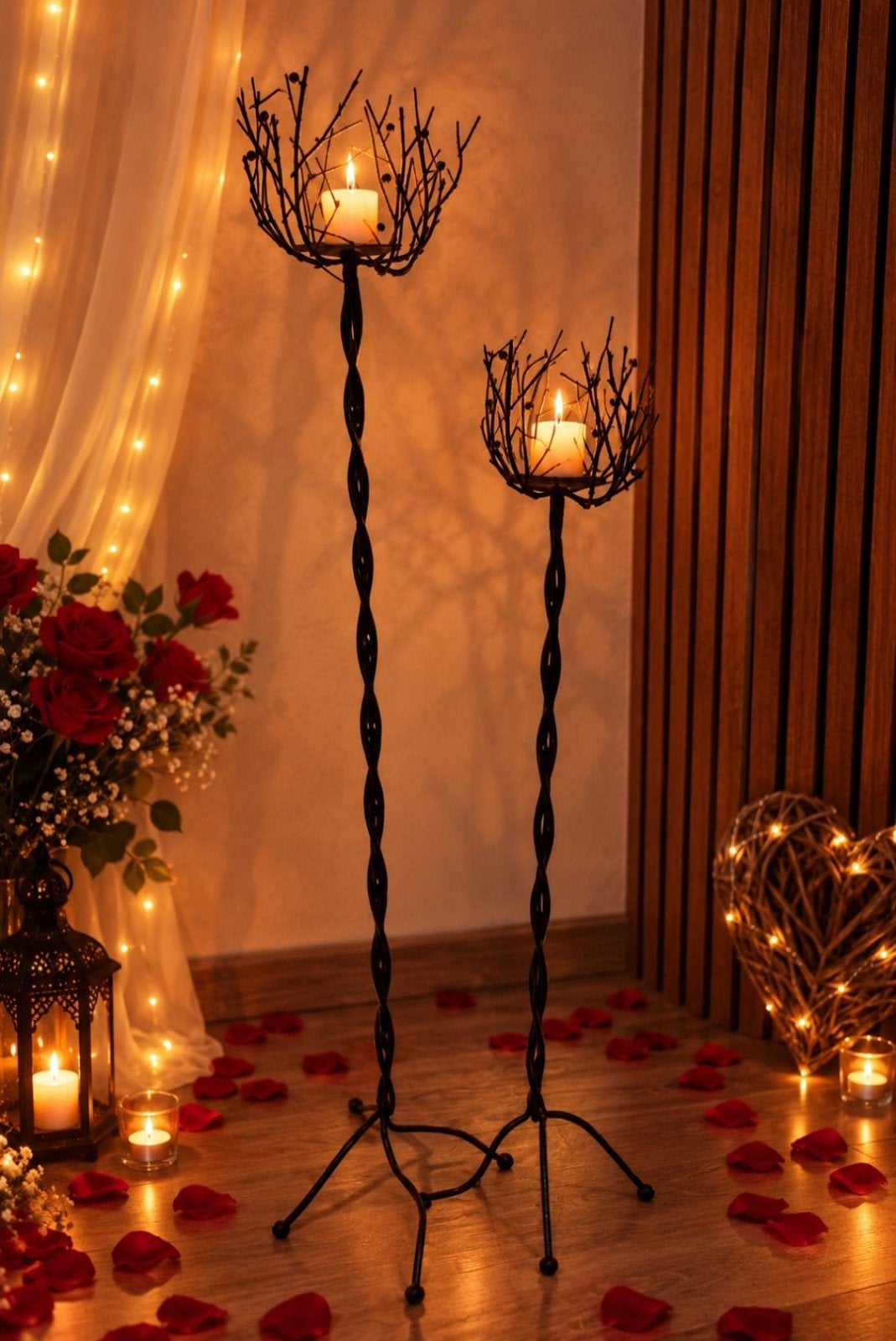 Prachtige setje decoratieve kandelaars windlichtstandaards, Ophalen, Metaal, Kaars