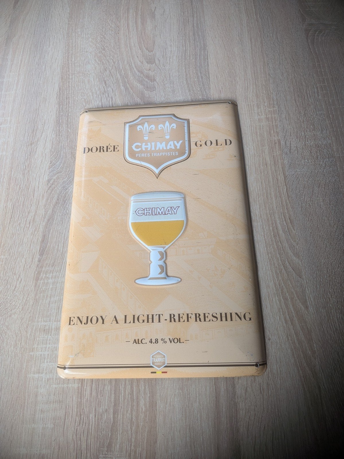 Chimay Dorée Gold Reclamebord - Trappistenbier, Verzamelen, Ophalen of Verzenden
