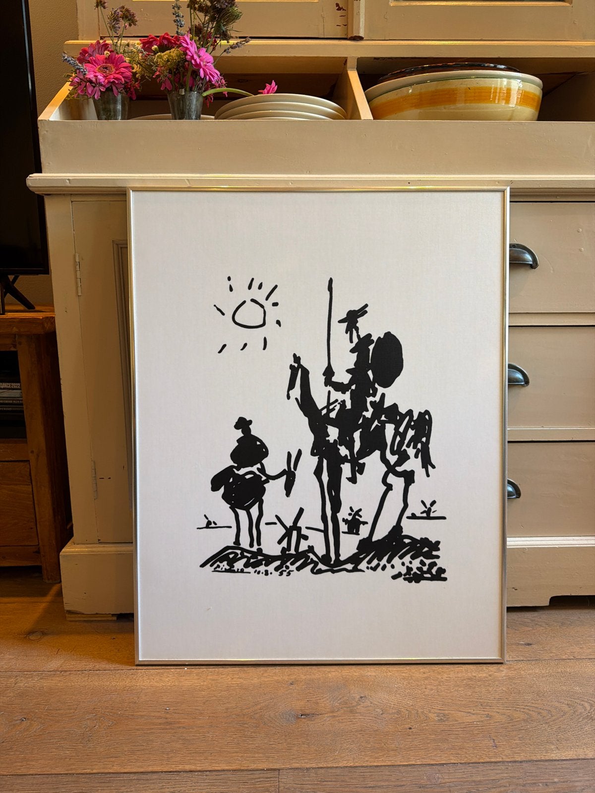 Picasso print in lijst - Zwart-wit, Antiek en Kunst, Kunst | Schilderijen | Klassiek, Ophalen, Abstract, Portret of Personen, Print