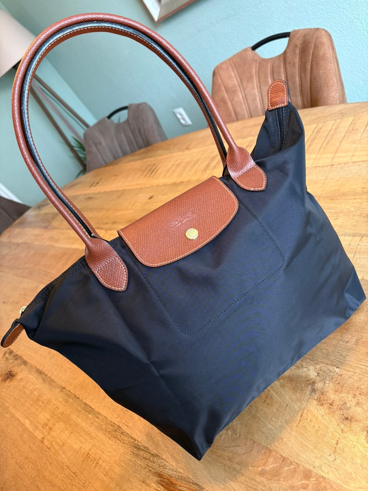 Longchamp Le Pliage Shopping tas maat L, Sieraden, Tassen en Uiterlijk, 40 tot 60 cm, 30 cm of meer, Zwart, Minder dan 35 cm
