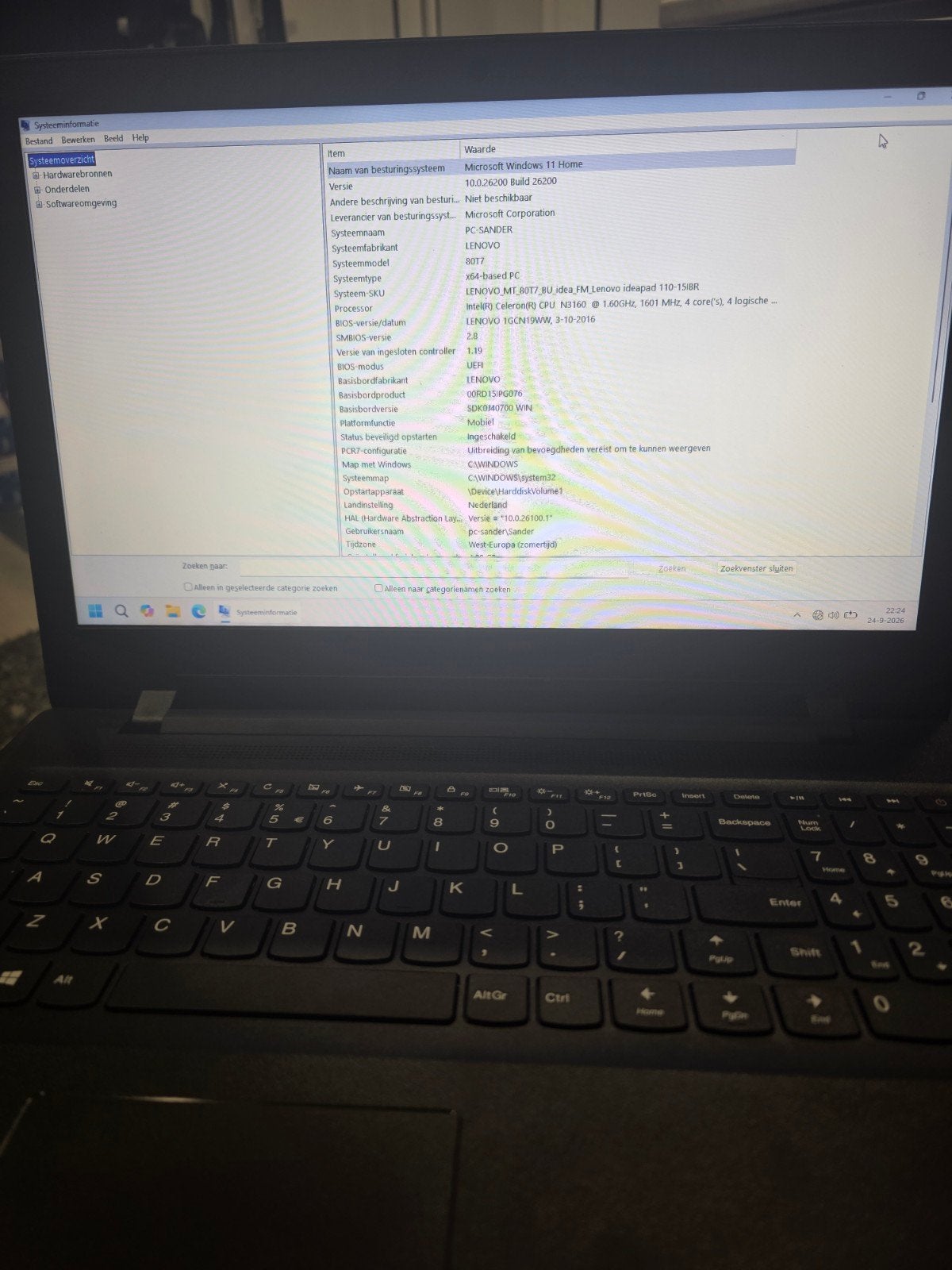 Lenovo Ideapad 110-15IBR Laptop - Windows 11 Home, HDD, Minder dan 2 Ghz, Ophalen of Verzenden, Zo goed als nieuw