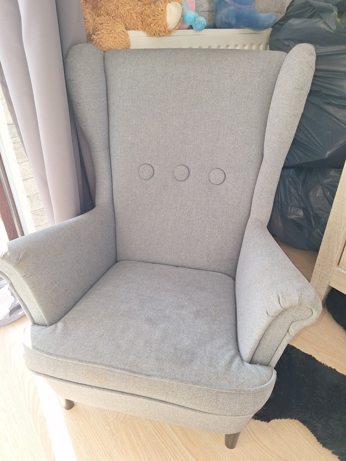Grijze fauteuil  voor de kinderkamer  Comfortabele stoel voo, Modern, Comfortabel, Gebruikt, 75 tot 100 cm, Ophalen of Verzenden