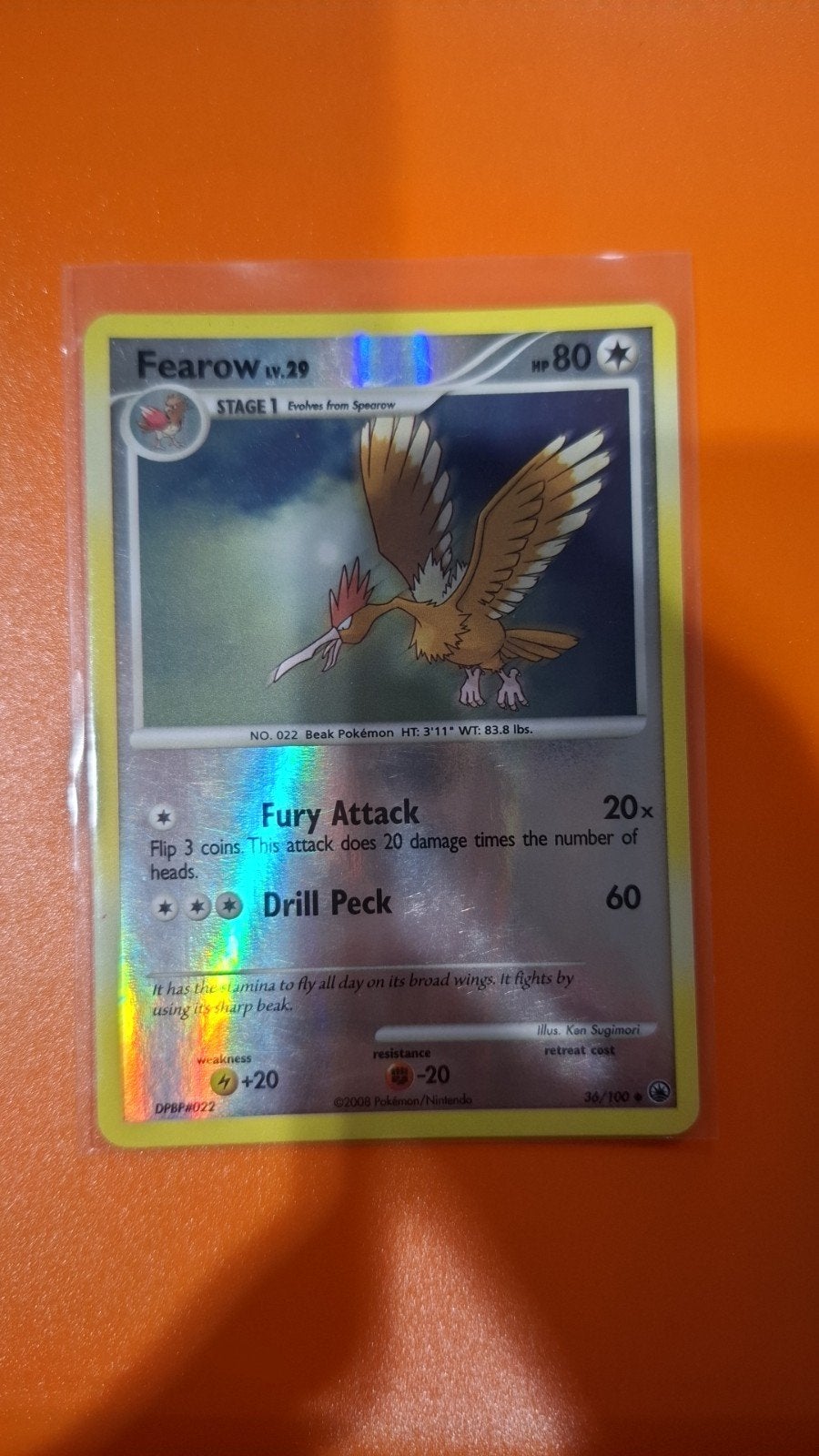Fearow, Pokemon, 36/100, Majestic Dawn, Ophalen of Verzenden, Zo goed als nieuw, Losse kaart, Foil
