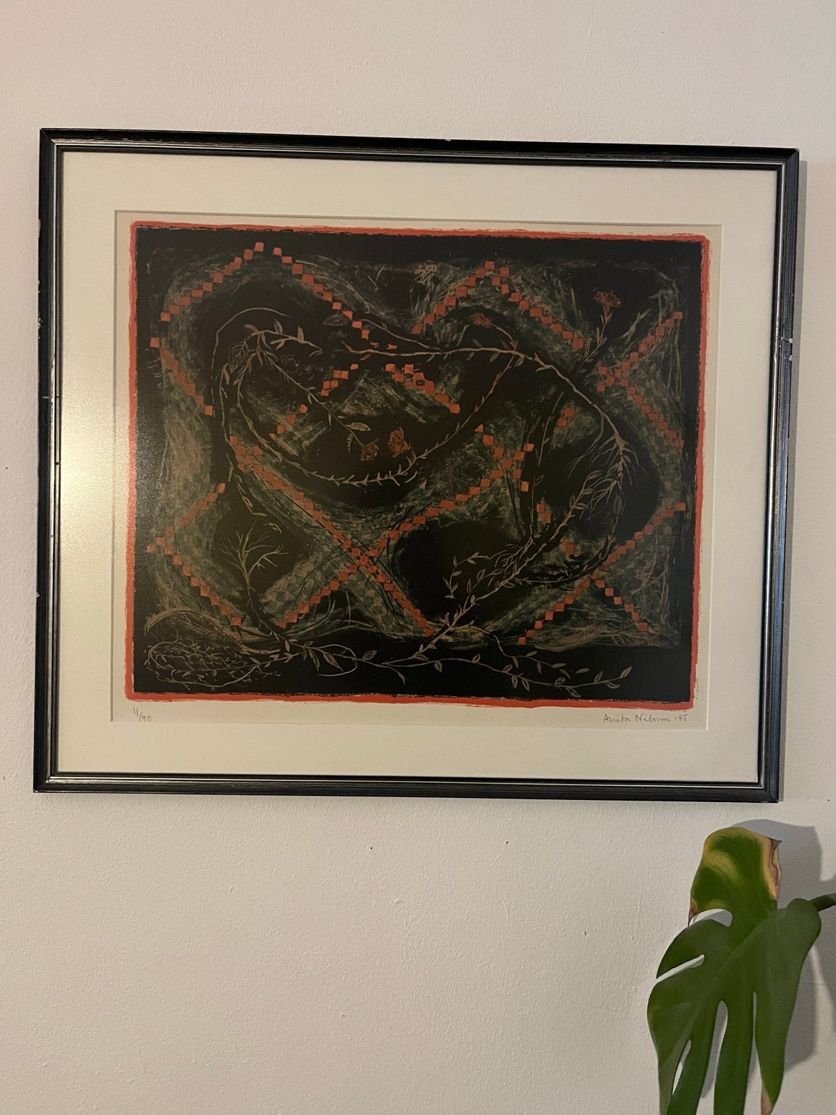 Gesigneerde Ets Anita Nilsson '85 - Abstracte Kunst, Antiek en Kunst, Ophalen, Ets, Genummerd, 1950 - 1999