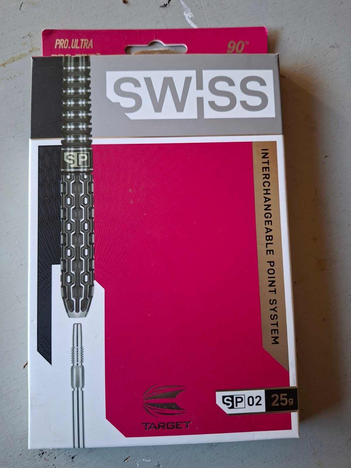 Target Swiss Point SP02 Darts 25 gram, Ophalen of Verzenden, Zo goed als nieuw, Pijlen