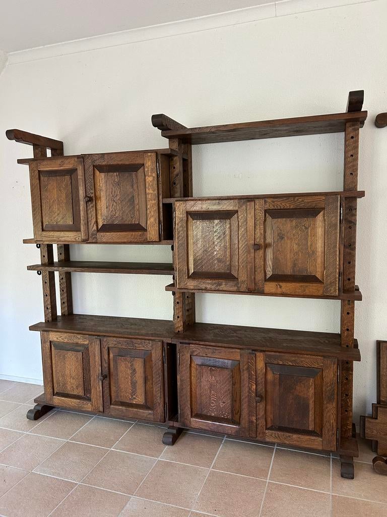 Massief eiken boekenkast/dressoir met deuren en planken, Ophalen, Zo goed als nieuw